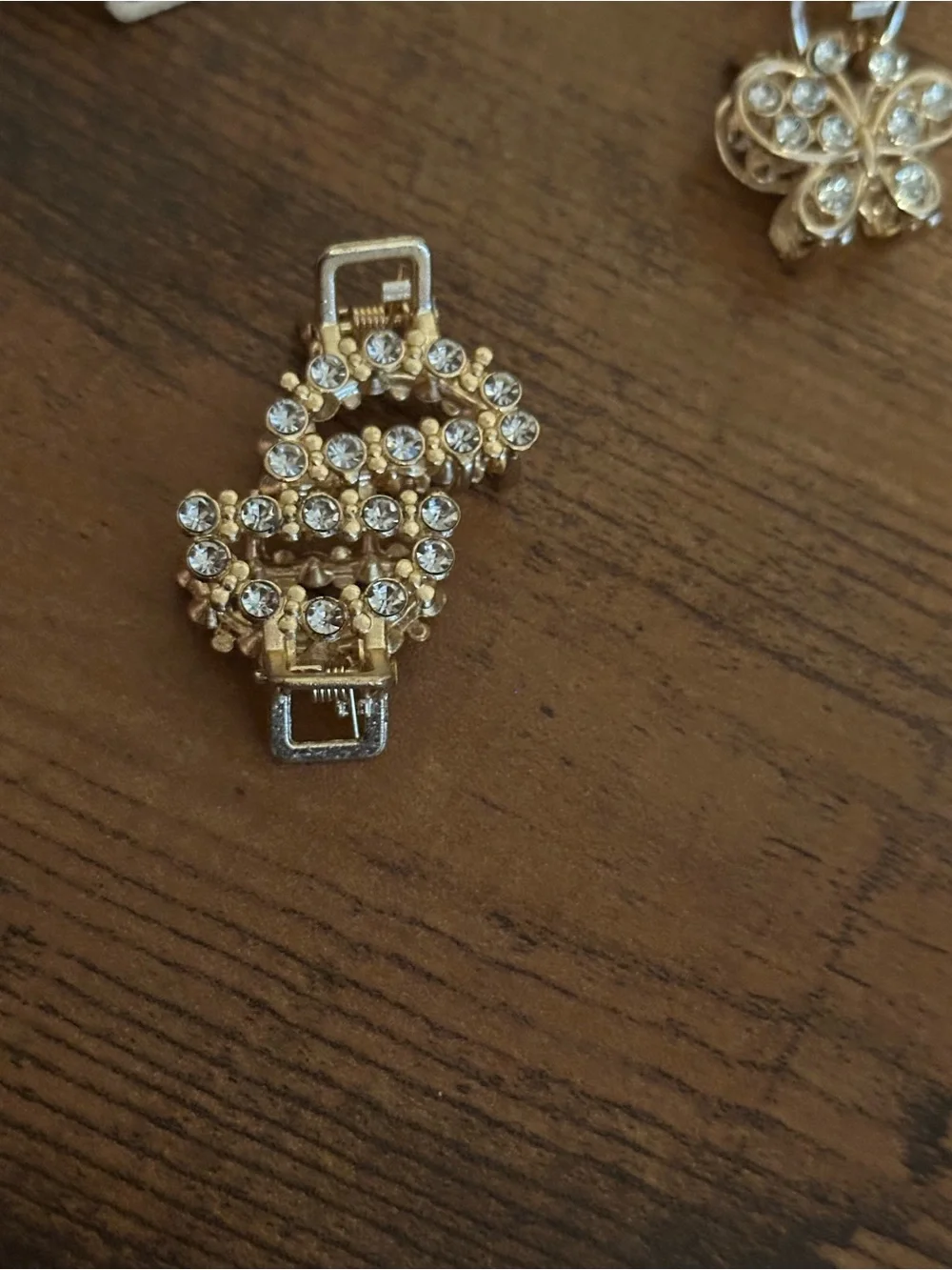 Goldtone Crystal Butterfly hairclips
